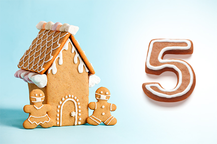 Gingerbread house next to number five