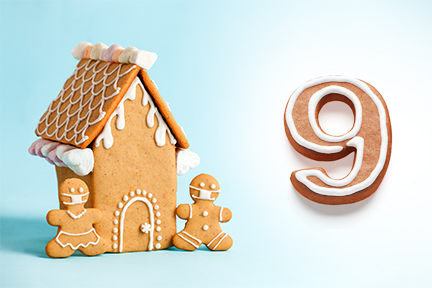 Gingerbread house next to number nine
