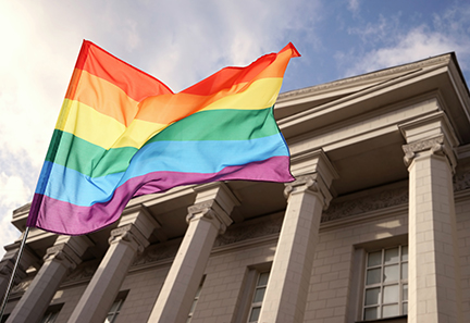 Courthouse LGBTQ flag